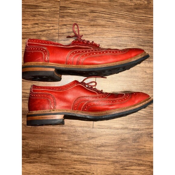 Allen Edmonds Men\'s Shoes 12 Red Neumok 2.0 Wingtip Leather Dress Oxford